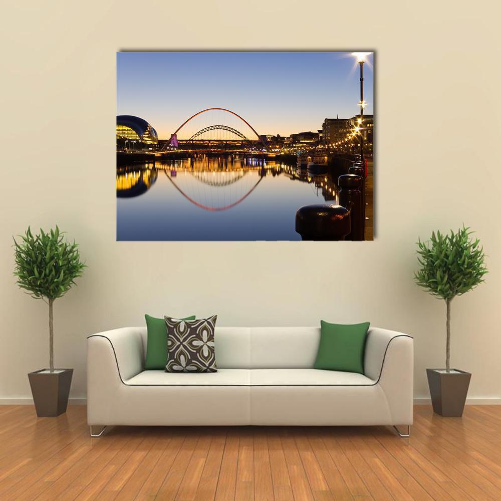 Reflected Tyne Bridges Canvas Wall Art-1 Piece-Gallery Wrap-48" x 32"-Tiaracle
