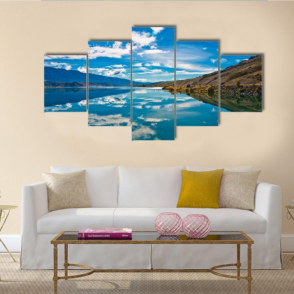 Reflection Lake New Zealand Canvas Wall Art-5 Star-Gallery Wrap-62" x 32"-Tiaracle