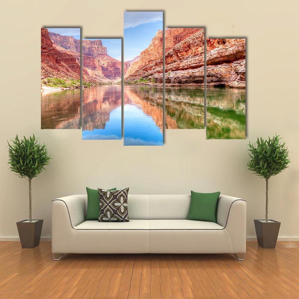 Reflection Of Grand Canyon In Colorado River Canvas Wall Art-5 Pop-Gallery Wrap-47" x 32"-Tiaracle