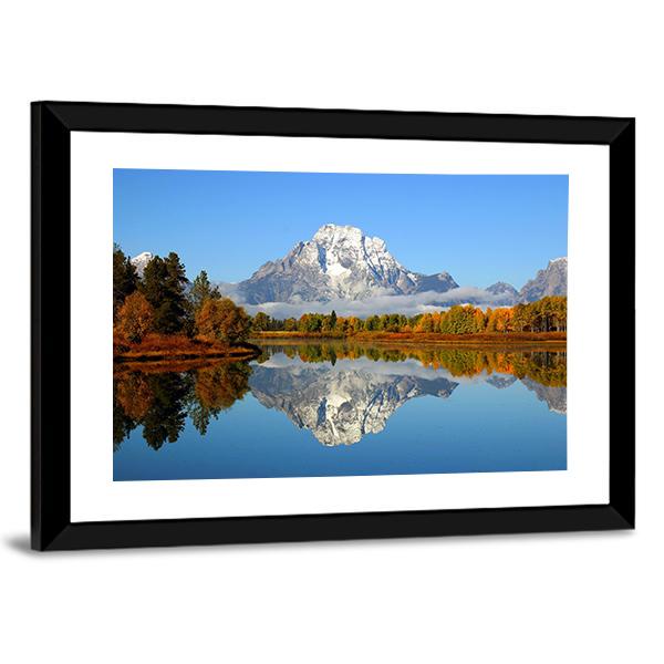 Reflection Of Mountain Range In Lake Canvas Wall Art-3 Horizontal-Gallery Wrap-25" x 16"-Tiaracle