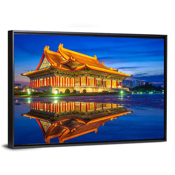 Reflection Of National Theater Hall In Taipei Canvas Wall Art-3 Horizontal-Gallery Wrap-25" x 16"-Tiaracle