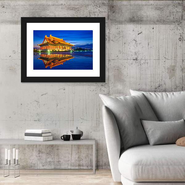Reflection Of National Theater Hall In Taipei Canvas Wall Art-3 Horizontal-Gallery Wrap-25" x 16"-Tiaracle