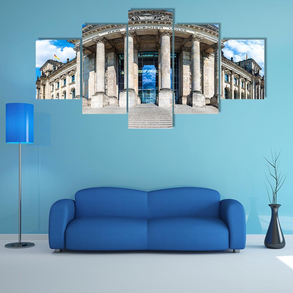 Reichstag Building In Berlin Canvas Wall Art-5 Star-Gallery Wrap-62" x 32"-Tiaracle