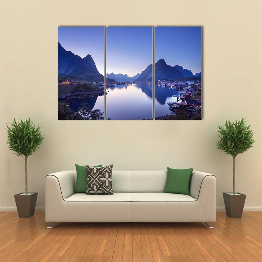 Reine Village Norway Canvas Wall Art-3 Horizontal-Gallery Wrap-37" x 24"-Tiaracle