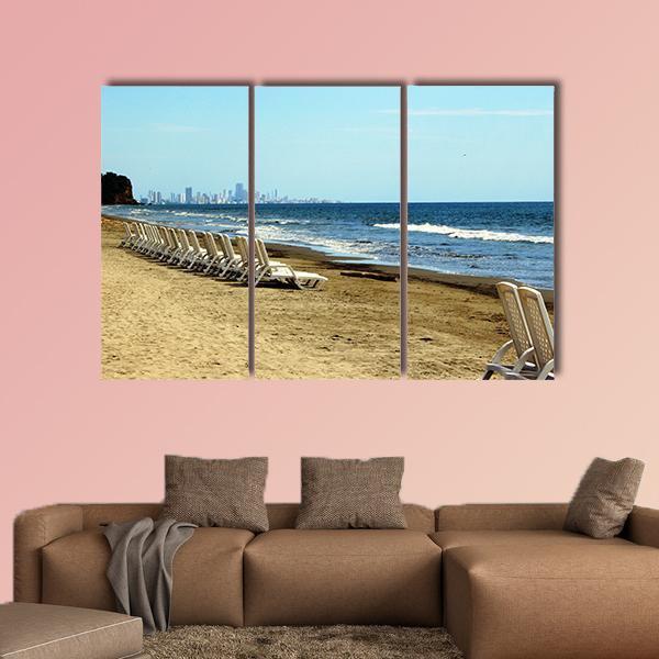 Relax On The Beach Of Cartagena De Indias Canvas Wall Art-3 Horizontal-Gallery Wrap-25" x 16"-Tiaracle