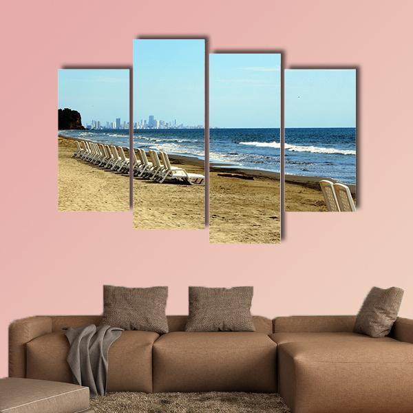 Relax On The Beach Of Cartagena De Indias Canvas Wall Art-4 Pop-Gallery Wrap-50" x 32"-Tiaracle