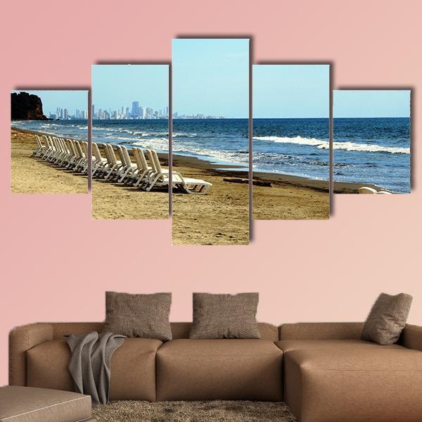 Relax On The Beach Of Cartagena De Indias Canvas Wall Art-5 Star-Gallery Wrap-62" x 32"-Tiaracle