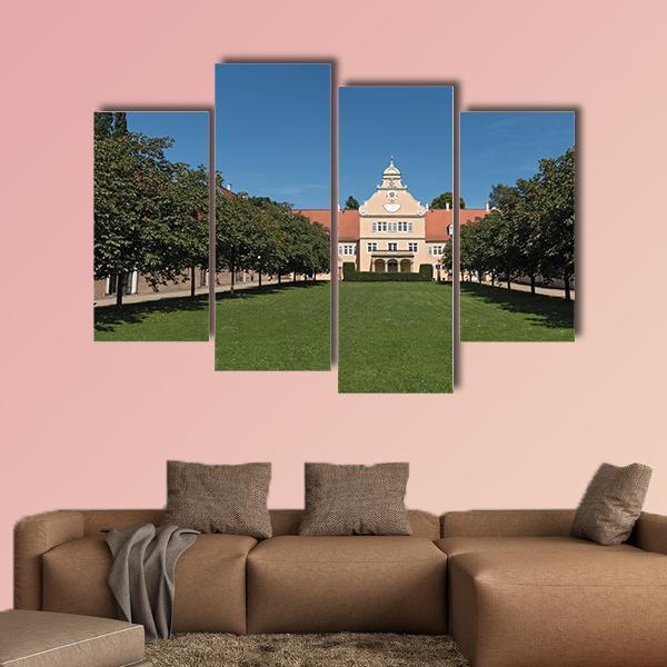 Renaissance Hunting Castle Kranichstein Canvas Wall Art-4 Pop-Gallery Wrap-50" x 32"-Tiaracle