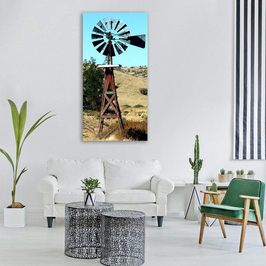 Renewable Energy Windmill In Washington Vertical Canvas Wall Art-1 Vertical-Gallery Wrap-12" x 24"-Tiaracle