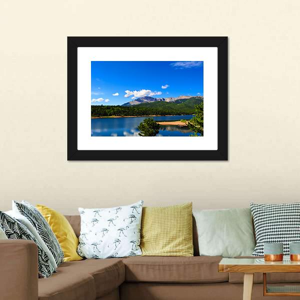 Reservoir Near Pikes Peak Canvas Wall Art-1 Piece-Framed Print-20" x 16"-Tiaracle