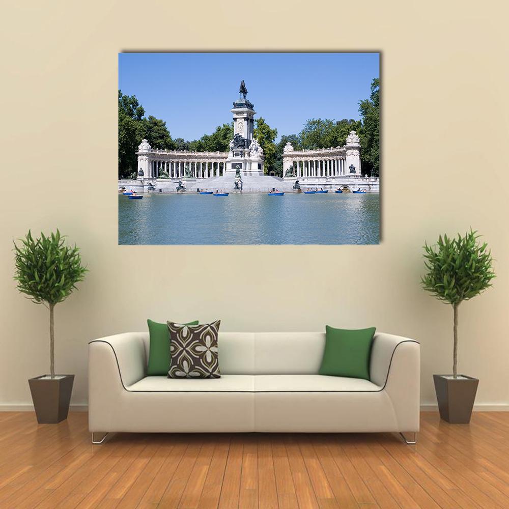 Retiro Park In Madrid Canvas Wall Art-1 Piece-Gallery Wrap-48" x 32"-Tiaracle