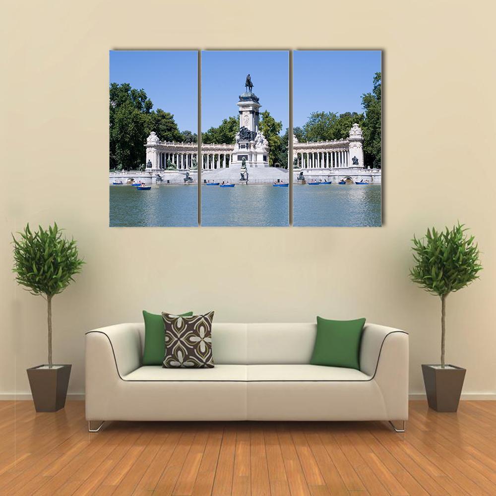 Retiro Park In Madrid Canvas Wall Art-3 Horizontal-Gallery Wrap-37" x 24"-Tiaracle