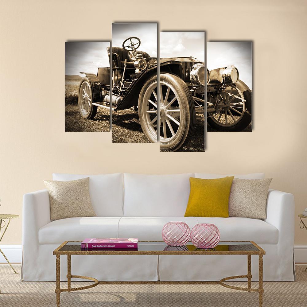 Retro Car Canvas Wall Art-4 Pop-Gallery Wrap-50" x 32"-Tiaracle