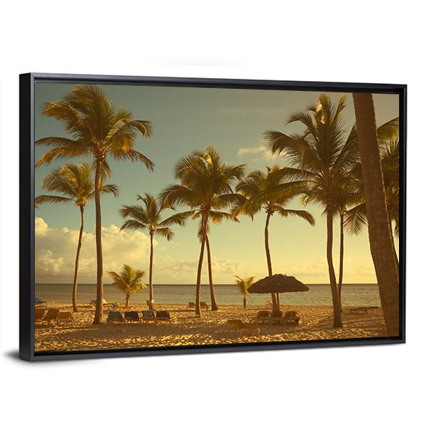 Retro Seaside View Canvas Wall Art-3 Horizontal-Gallery Wrap-25" x 16"-Tiaracle