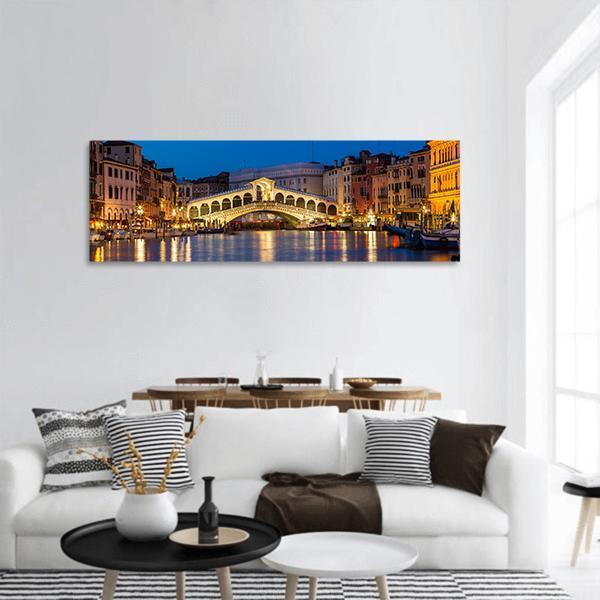 Rialto Bridge Italy Panoramic Canvas Wall Art-1 Piece-36" x 12"-Tiaracle