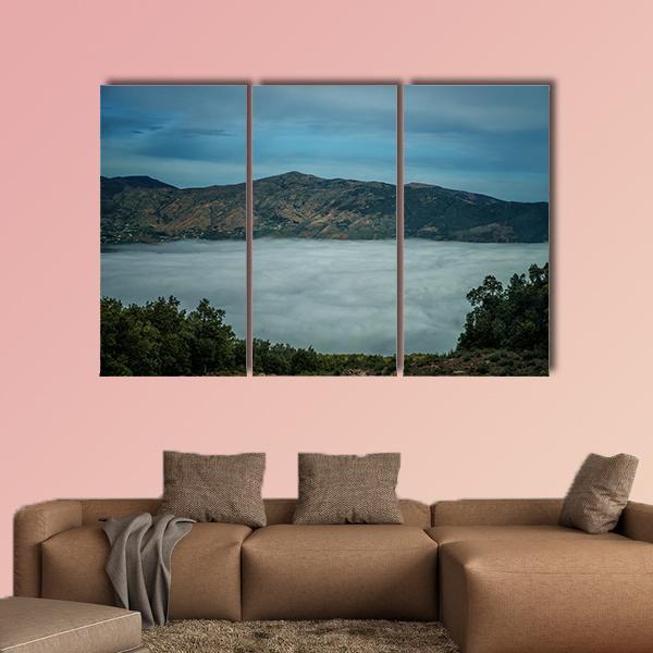 Rif Mountains Landscape With Clouds Canvas Wall Art-3 Horizontal-Gallery Wrap-37" x 24"-Tiaracle
