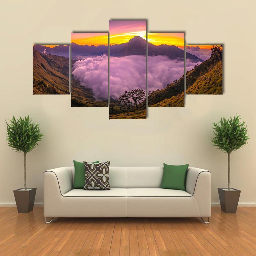 Rinjani Basecamp Canvas Wall Art-5 Star-Gallery Wrap-62" x 32"-Tiaracle