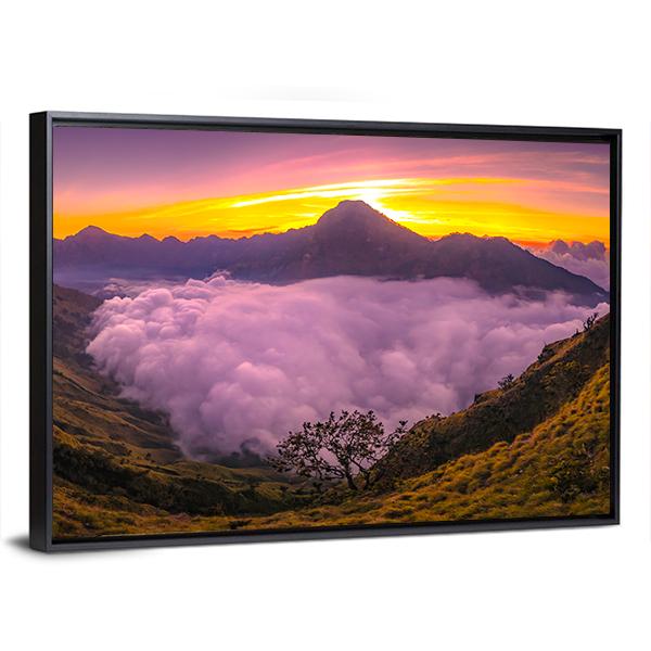 Rinjani Basecamp Panoramic Canvas Wall Art-1 Piece-36" x 12"-Tiaracle