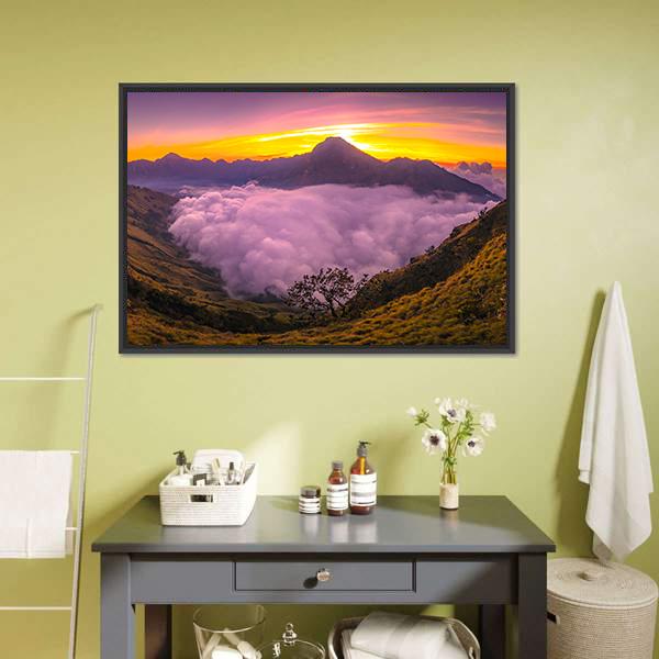 Rinjani Basecamp Panoramic Canvas Wall Art-1 Piece-36" x 12"-Tiaracle