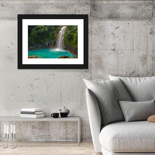 Rio Celeste Waterfall In Costa Rica Canvas Wall Art-3 Horizontal-Gallery Wrap-25" x 16"-Tiaracle