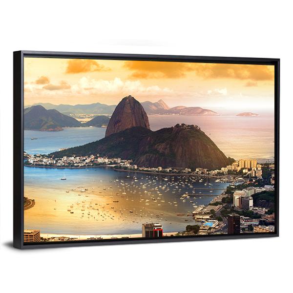 Rio De Janeiro At Brazil In Twilight Canvas Wall Art-3 Horizontal-Gallery Wrap-25" x 16"-Tiaracle
