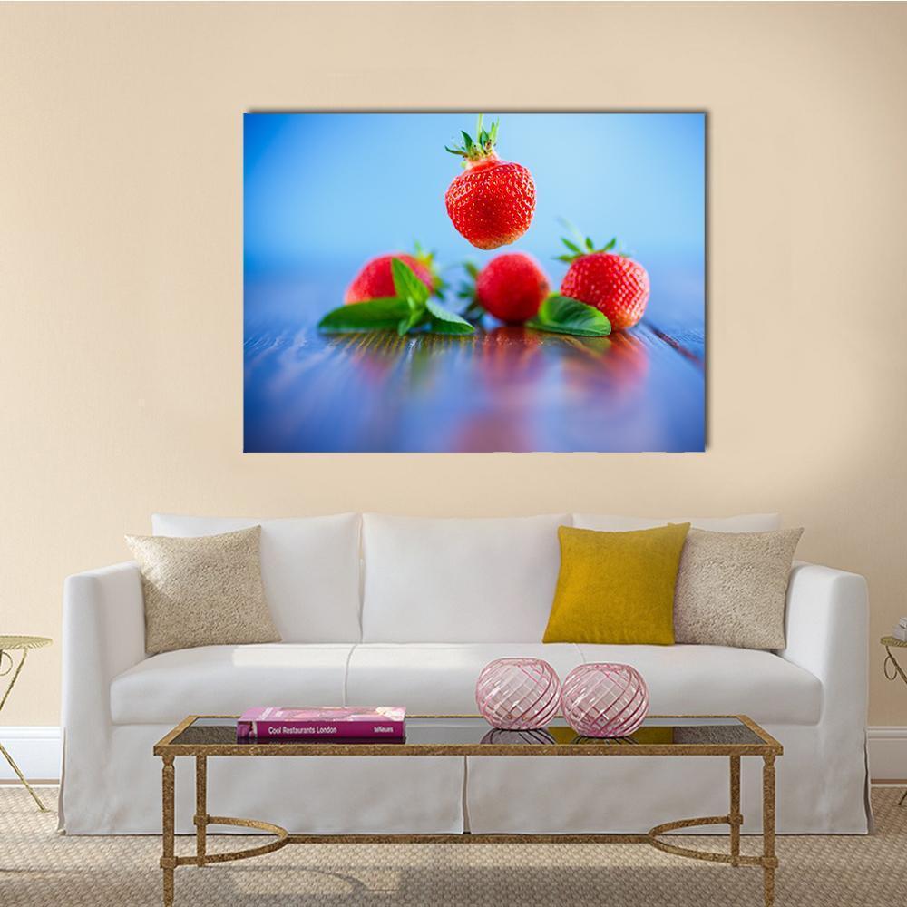 Ripe Red Organic Strawberry Canvas Wall Art-5 Horizontal-Gallery Wrap-22" x 12"-Tiaracle