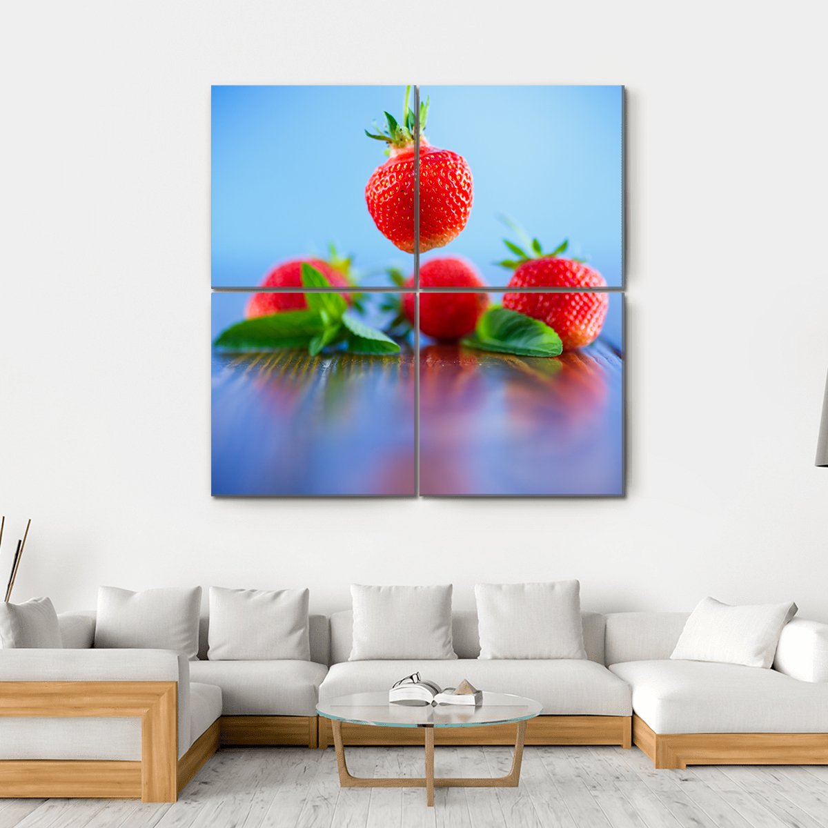 Ripe Red Organic Strawberry Canvas Wall Art-4 Square-Gallery Wrap-17" x 17"-Tiaracle