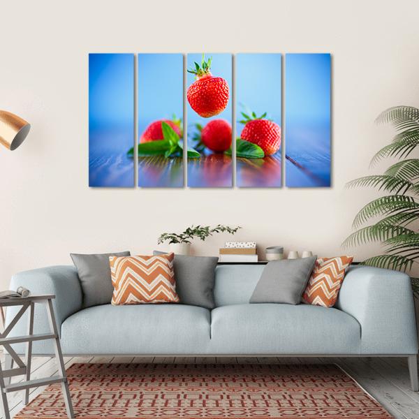 Ripe Red Organic Strawberry Canvas Wall Art-5 Horizontal-Gallery Wrap-22" x 12"-Tiaracle
