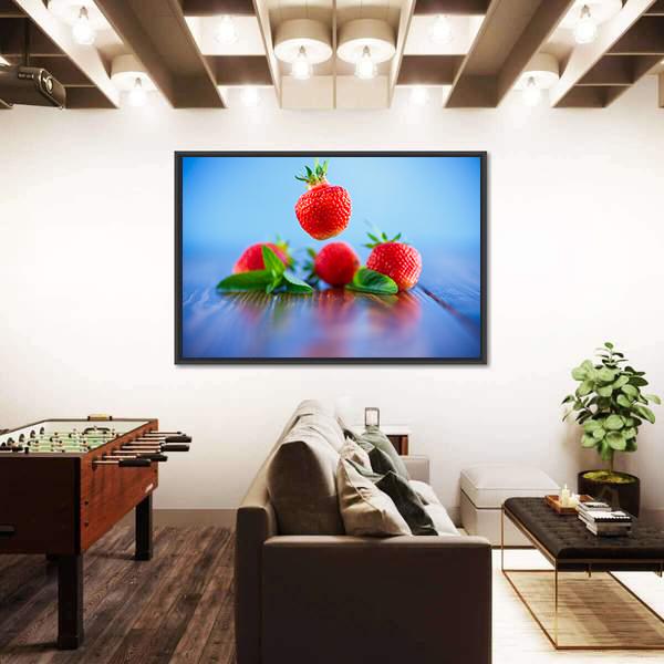 Ripe Red Organic Strawberry Canvas Wall Art-3 Horizontal-Gallery Wrap-25" x 16"-Tiaracle