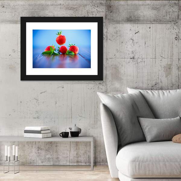 Ripe Red Organic Strawberry Canvas Wall Art-3 Horizontal-Gallery Wrap-25" x 16"-Tiaracle