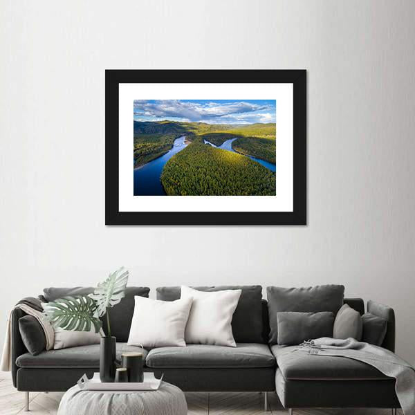 River And Forest Canvas Wall Art-3 Horizontal-Gallery Wrap-25" x 16"-Tiaracle