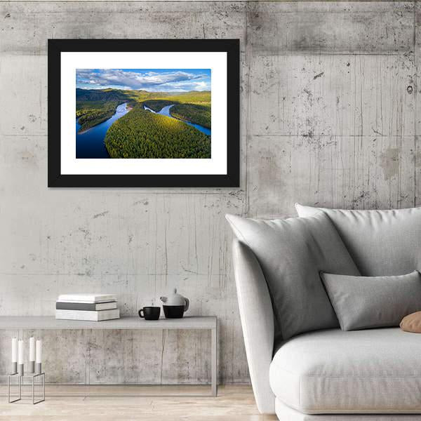 River And Forest Canvas Wall Art-3 Horizontal-Gallery Wrap-25" x 16"-Tiaracle