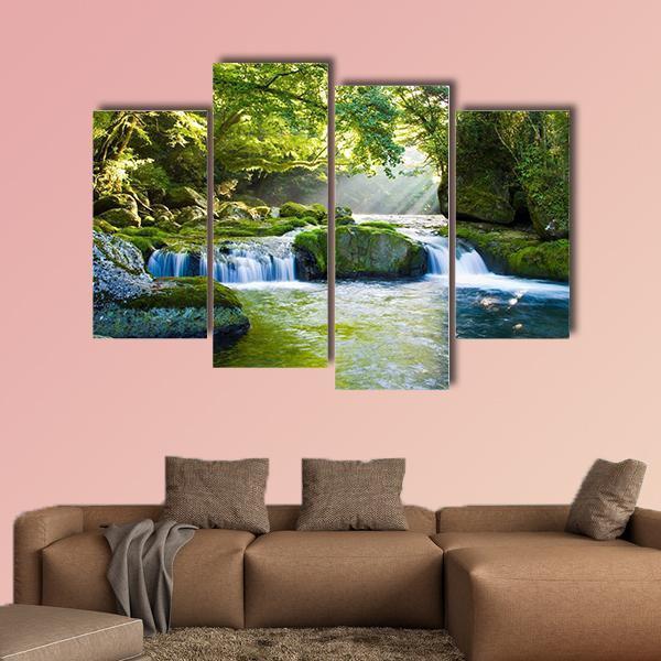 River And Shaft Beam Of Light Canvas Wall Art-4 Pop-Gallery Wrap-50" x 32"-Tiaracle