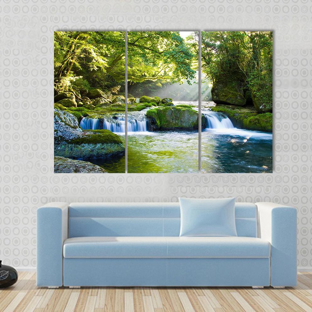 River And Shaft Beam Of Light Canvas Wall Art-3 Horizontal-Gallery Wrap-25" x 16"-Tiaracle