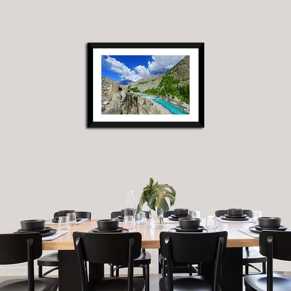 River At Hunza Valley Pakistan Canvas Wall Art-5 Horizontal-Gallery Wrap-22" x 12"-Tiaracle
