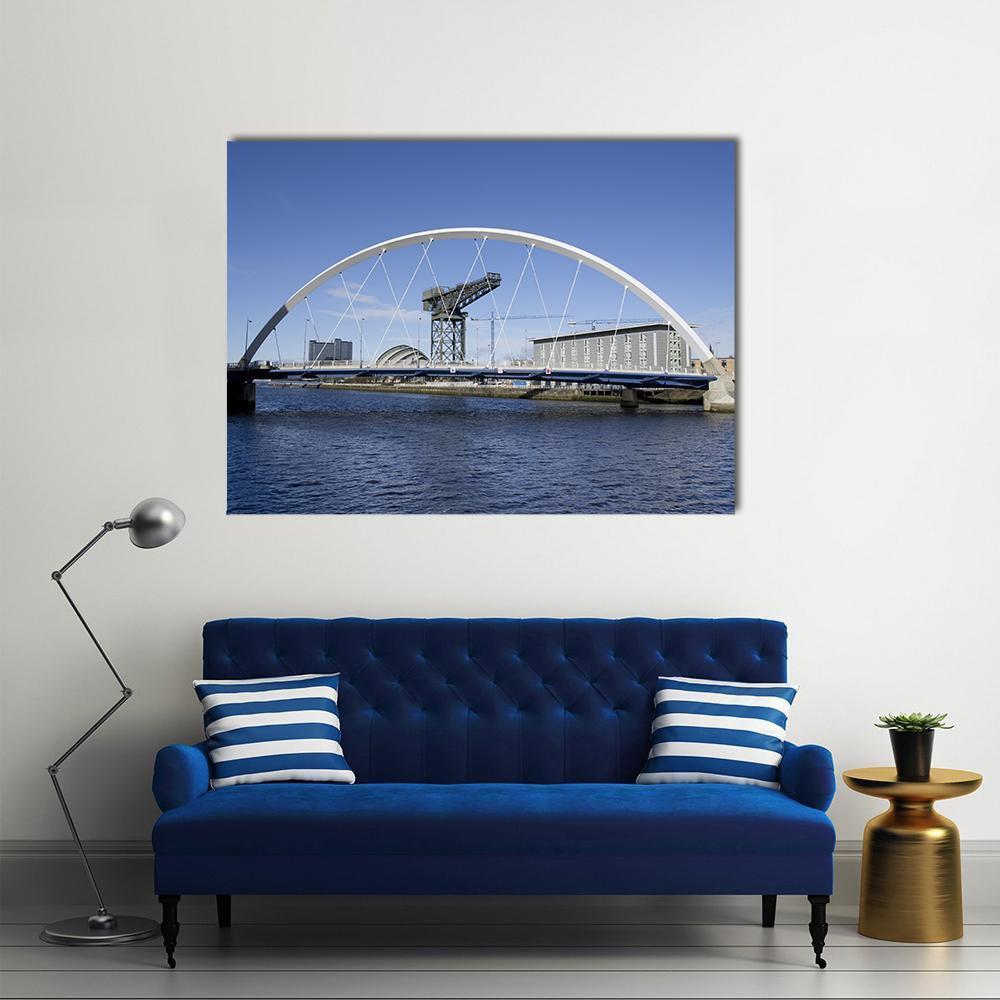 River Clyde In Glasgow With Bridge Canvas Wall Art-1 Piece-Gallery Wrap-48" x 32"-Tiaracle