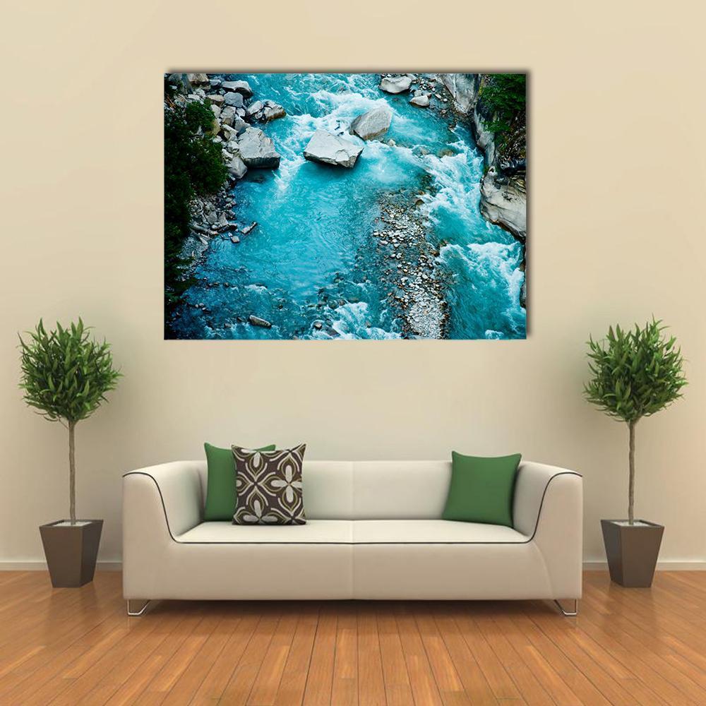 River Ganga In Valley Canvas Wall Art-1 Piece-Gallery Wrap-48" x 32"-Tiaracle