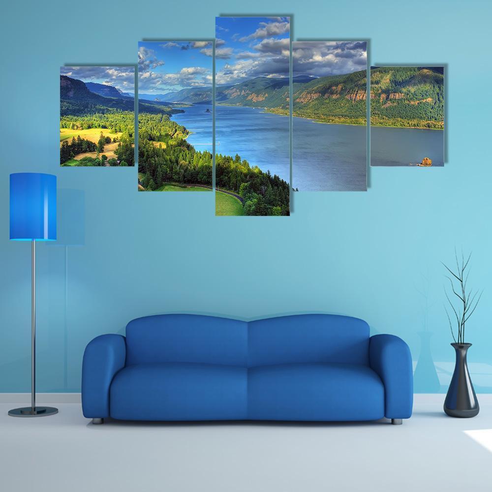 River Gorge In Columbia Canvas Wall Art-5 Star-Gallery Wrap-62" x 32"-Tiaracle