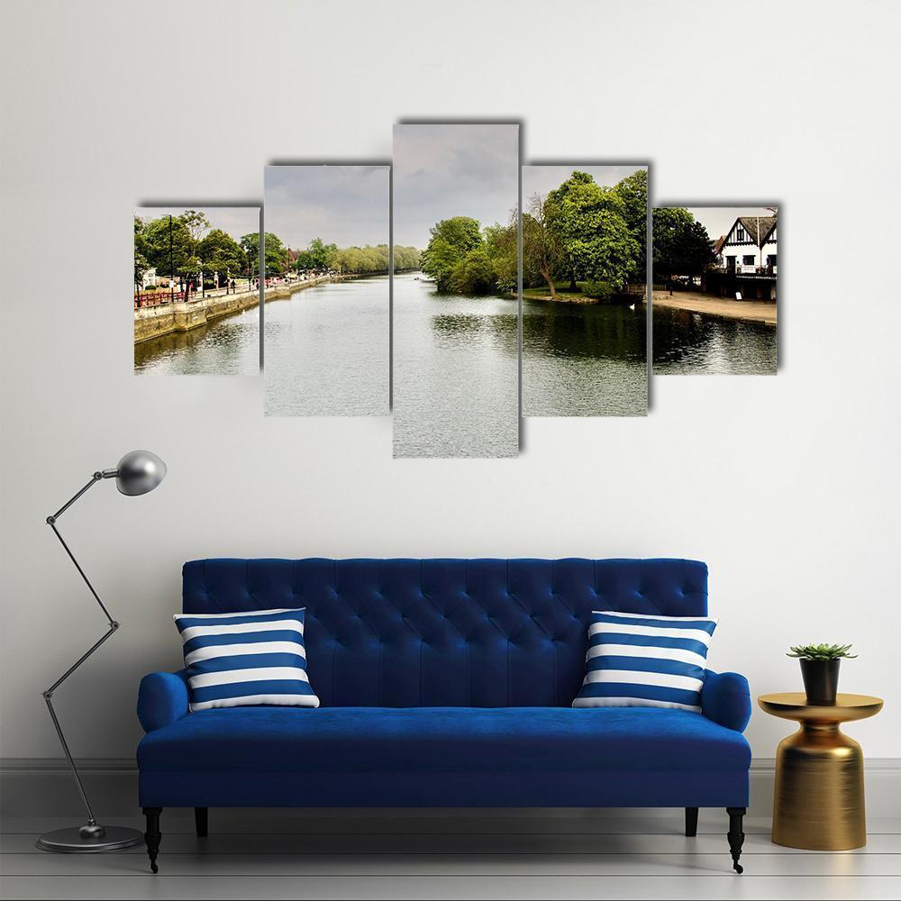 River In Bedfordshire Canvas Wall Art-5 Star-Gallery Wrap-62" x 32"-Tiaracle