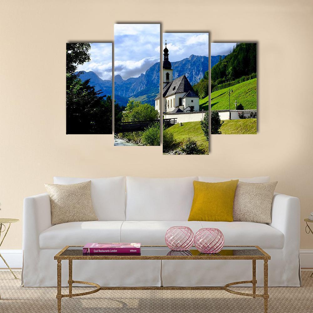 River In Berchtesgaden Canvas Wall Art-4 Pop-Gallery Wrap-50" x 32"-Tiaracle