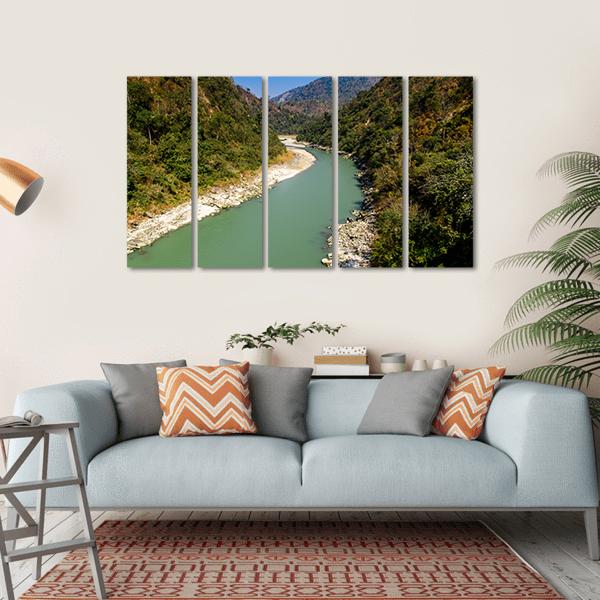 River In Darjeeling Canvas Wall Art-5 Horizontal-Gallery Wrap-22" x 12"-Tiaracle