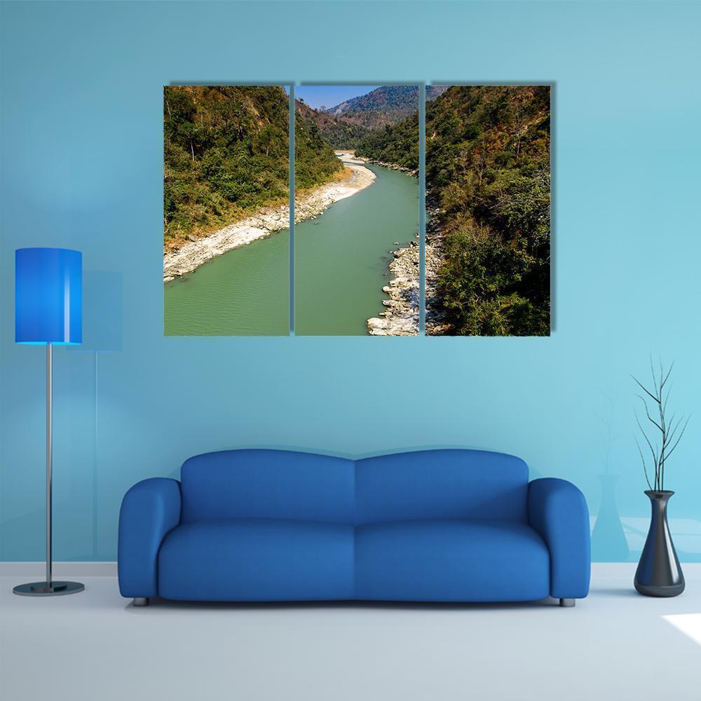 River In Darjeeling Canvas Wall Art-3 Horizontal-Gallery Wrap-37" x 24"-Tiaracle