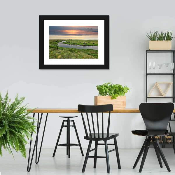 River In Steppe Canvas Wall Art-3 Horizontal-Gallery Wrap-25" x 16"-Tiaracle