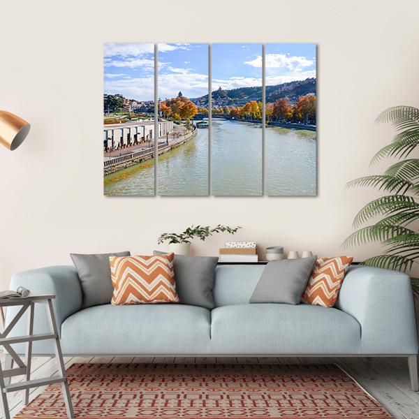 River In Tbilisi Canvas Wall Art-4 Horizontal-Gallery Wrap-34" x 24"-Tiaracle
