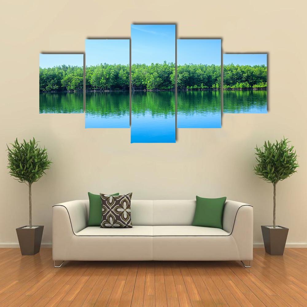 River In Thailand Canvas Wall Art-5 Star-Gallery Wrap-62" x 32"-Tiaracle