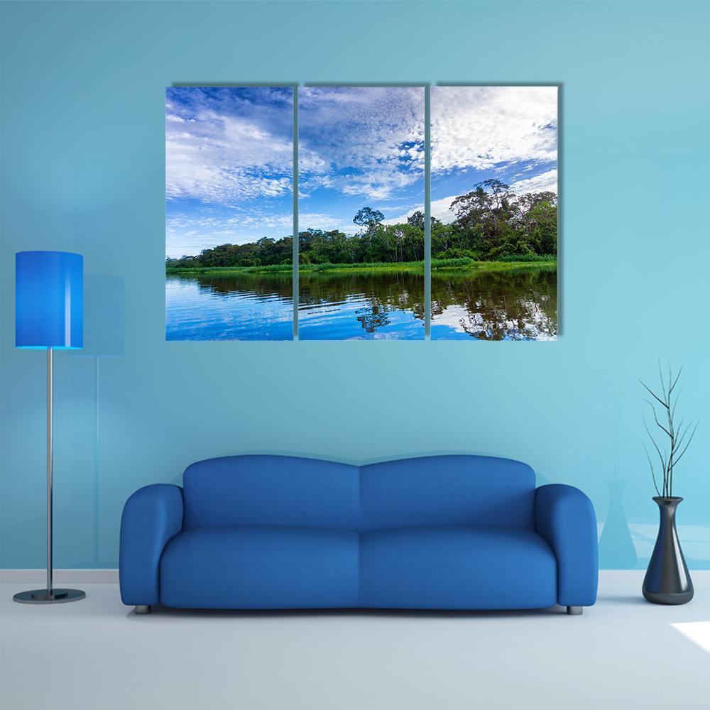 River In The Amazon Rain Forest Canvas Wall Art-3 Horizontal-Gallery Wrap-37" x 24"-Tiaracle