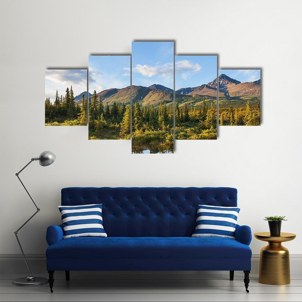 River In Tundra On Alaska Canvas Wall Art-5 Star-Gallery Wrap-62" x 32"-Tiaracle