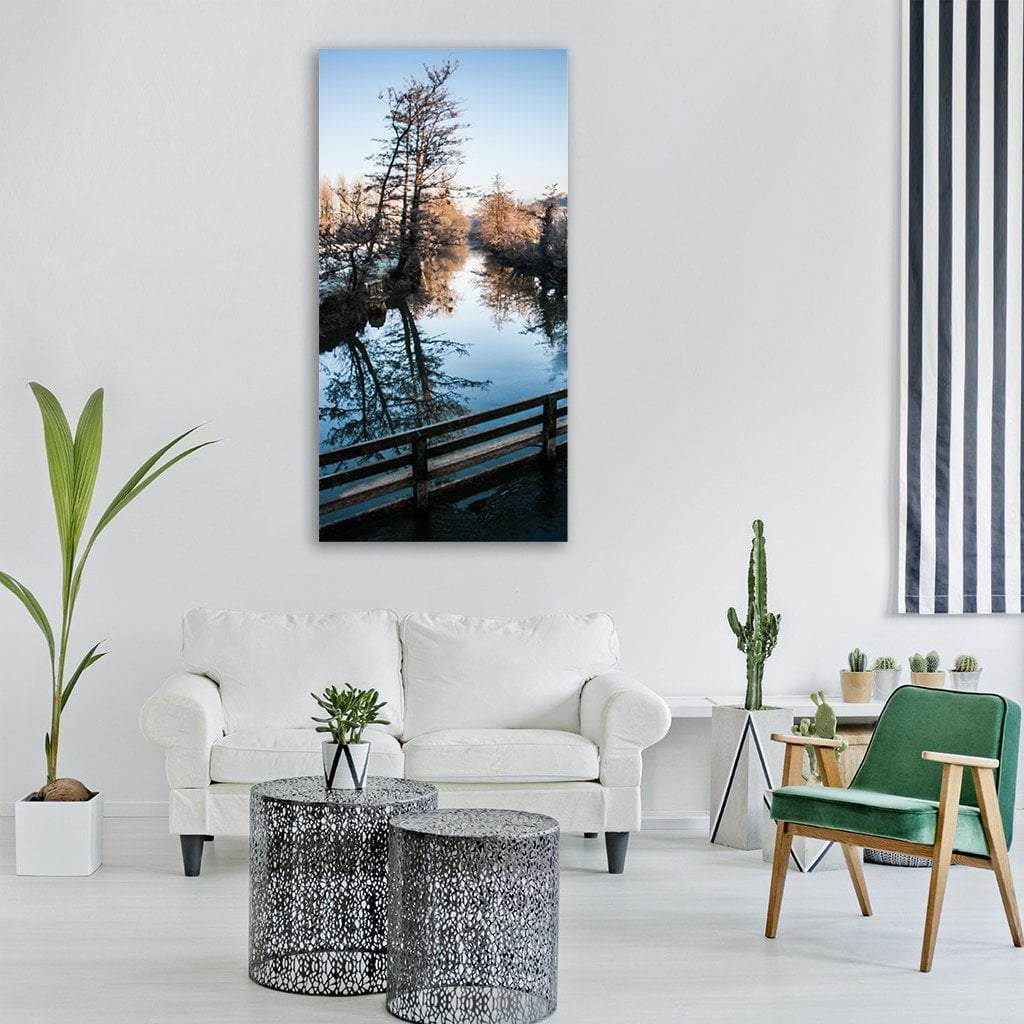 River In Winter Landscape Vertical Canvas Wall Art-1 Vertical-Gallery Wrap-12" x 24"-Tiaracle