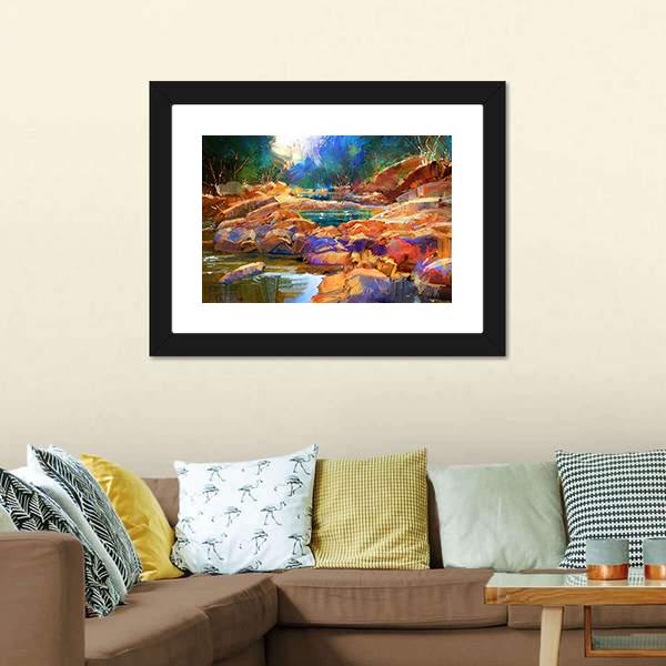 River Lines With Colorful Stones Canvas Wall Art-3 Horizontal-Gallery Wrap-25" x 16"-Tiaracle