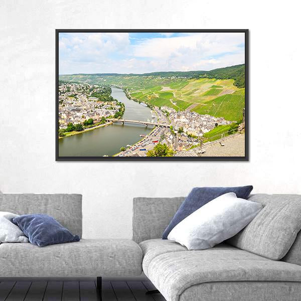 River Mosel In Summer Canvas Wall Art-3 Horizontal-Gallery Wrap-25" x 16"-Tiaracle